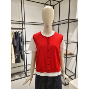 페이지플린  (F5BKN513) 라운드넥 니트 배색 반팔 티셔츠