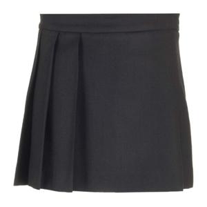 패로슈 블랙 울 블렌드 플리츠 스커트 D630426 013
