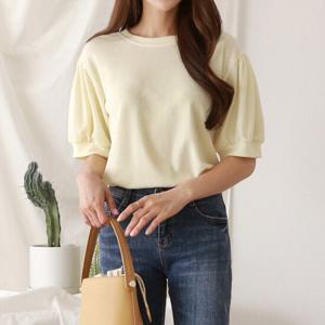 [올리비에스클로젯] 데일리 퍼프소매 라운드 티셔츠_O2505TS069B