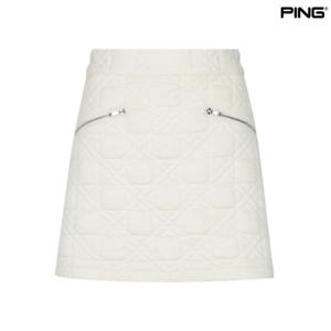 [핑골프]여성 자가드 지퍼 포켓 큐롯 스커트 (121D1PC181_WH)