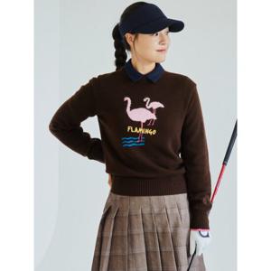 빈폴골프 [Print Bakery] 여성 플라밍고 풀오버  브라운 BJ4951A14D