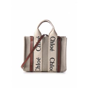 [CHLOE] 여성 토트 백 린넨 위드 레더 앤 로고 디테일 C22AS397I2690U 화이트 /8