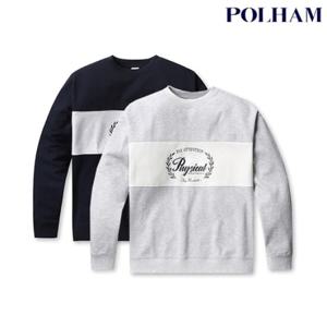 [폴햄] PHF1TR1030 남성 더블니트 블록 오버핏 맨투맨 티셔츠