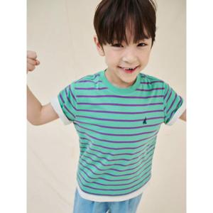[25SS 5%][빈폴키즈] [Essential] 스트라이프 반팔 티셔츠  그린 (BI5242UE5M)