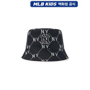 MLB키즈 다이아 모노그램 자카드 리저시블 버킷햇 (7AHTMD15N50BKS)