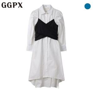 GGPX  배색 랩 셔츠 원피스 (GP3OP013F)