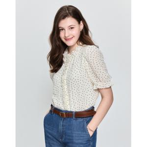 헤지스 여성 25SS 아이보리 도트 크레이프 반소매 블라우스 HSSH5B502IV