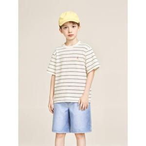 [25SS 5%][빈폴키즈] 멀티 스트라이프 반팔 티셔츠  화이트 (BI5342U061)