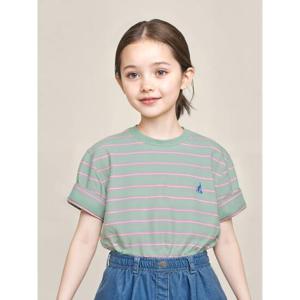 [25SS 5%][빈폴키즈] 멀티 스트라이프 반팔 티셔츠  라이트 그린 (BI5342U06L)