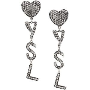 생로랑 이어링 584228 Y15268368 ARGENT OXYDE CRYSTAL