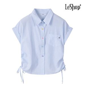 르샵  옆 셔링 스트라이프 반팔 셔츠 (BP4BL036A)