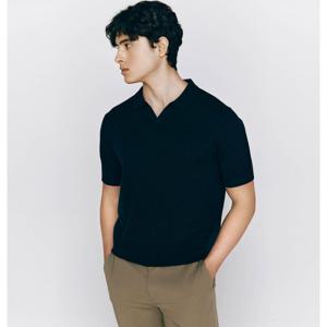 [지오다노] 남자 슬릿넥 카라 스판 기본 반팔 니트 055526