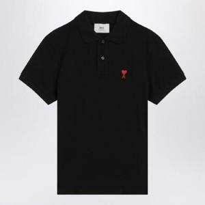 AMI PARIS Black Ami De Coeur polo shirt BFUPL001760/Q_AMI-001