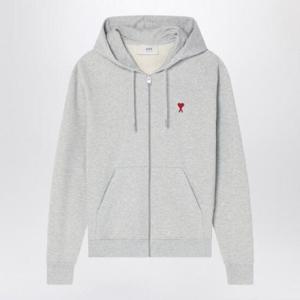 AMI PARIS Ami De Coeur zip-up sweatshirt light grey BFUSW435730/Q_AMI-0951