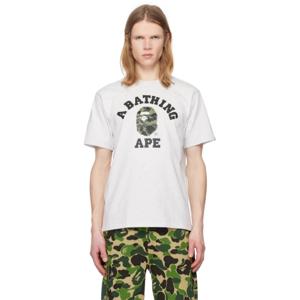 BAPE 티셔츠 그레이 퍼스트 카모 컬리지 티셔츠 242546M213173