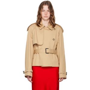 Stella McCartney 재킷 베이지 크롭 트렌치 코트 242471F063003