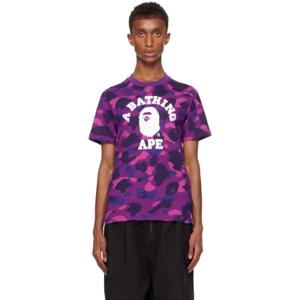 BAPE 티셔츠 퍼플 컬러 카모 컬리지 티셔츠 241546M213257