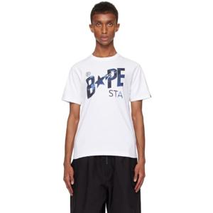 BAPE 티셔츠 화이트 컬러 카모 베이프 스타 티셔츠 241546M213169