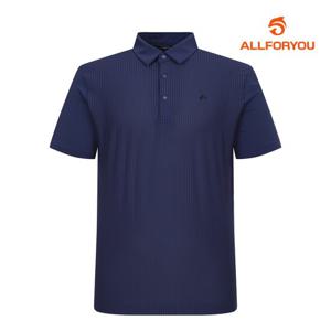 [올포유] 남성 앞판 스트라이프 조직물 냉감 카라 반팔 티셔츠 AMTYM3371-915