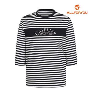 [올포유] 여성 자수 포인트 스트라이프 7부 티셔츠 ALTRM4416-915