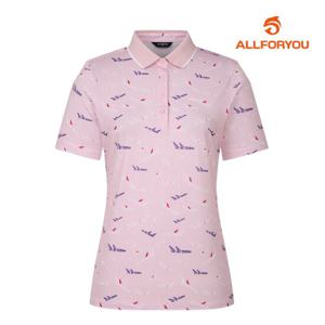 [올포유] 여성 비행기 프린트 카라 반팔 티셔츠 AWTPM3281-403