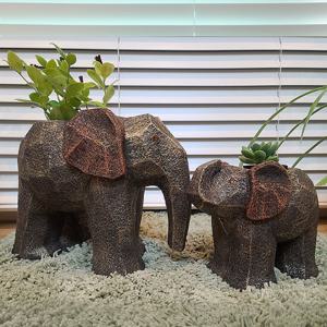 엄마와 꼬꼬마 코끼리 화분 세트(브론즈)