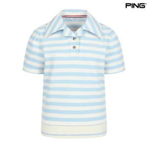 [핑골프]여성 스트라이프 카라 반팔 티셔츠 (121D2TO490_BL)