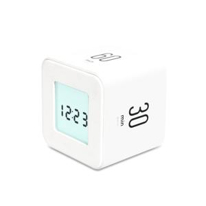 mooas 멀티 큐브 타이머  회전 타이머, 간단한 조작, 시계 및 알람 (화이트)
