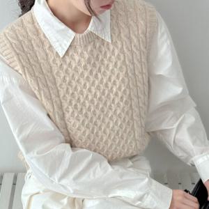 샵앤) FW 국산 여성 라운드넥 니트 조끼 21DS-WVS-3971-블랙