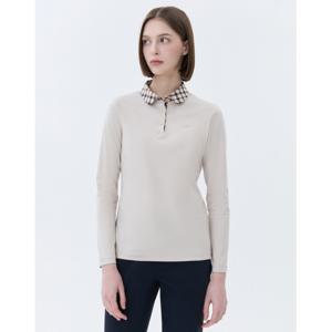 닥스 골프 여성 24SS 스테디셀러체크카라 코튼 긴팔폴로티셔츠 (BEIGE) WNTS4A001I2