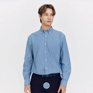 [지오다노]남성 레귤러 핏 면 셔츠 샴브레이 남방 045507
