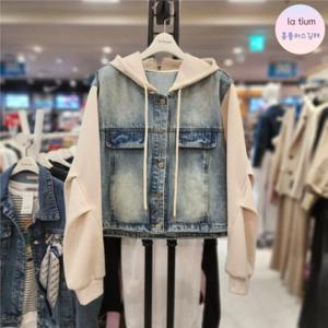 라티움 HC03 여성 핏예쁘고 고급스런 편한 크롭 후드매치 청자켓 L45 P3JK13 91