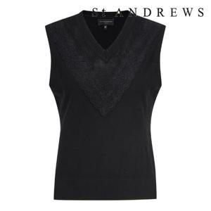 세인트앤드류스  (821E1SV006BK) 여성 레이스 라인 V넥 니트 베스트