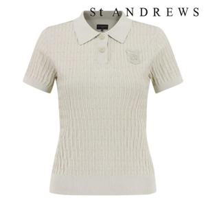 세인트앤드류스  (821E2SR002BG) 여성 별 심볼 패치 케이블 반팔 니트