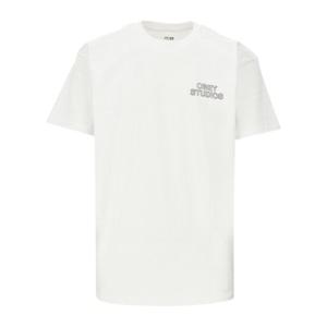 오베이 화이트 그래픽 프린트 크루넥 티셔츠 22MC0001358 WHT