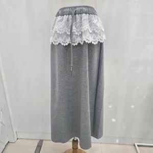 [밸리걸]레이스 배색 조거 롱스커트 131220