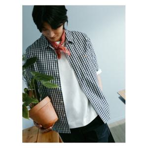 [빈폴멘][Green] 코튼폴리 체크 5부 셔츠  네이비 (BC4365N04R)