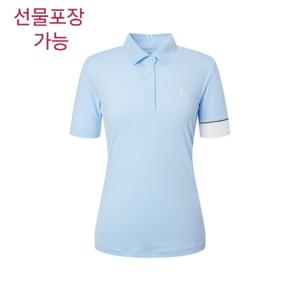 [헤지스골프] 블루 여성 냉감 카라 반팔 티셔츠HWTS5B311B1
