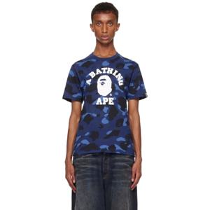 BAPE 티셔츠 네이비 컬러 카모 컬리지 티셔츠 241546M213260