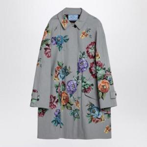 PRADA 프린트 코튼 소재의 그레이 싱글 브레스트 코트 P658ROOO14ZV/XH_PRADA-F0276
