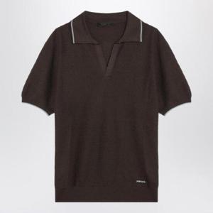PRADA Short-sleeved polo in brown silk blend UMF008OOO16XU/Q_PRADA-F0192