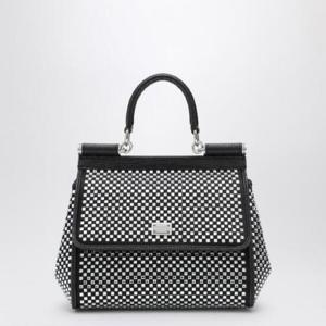 DOLCE&GABBANA 크리스탈이 달린 블랙 시칠리 미디엄 핸드백 BB6003AP602/XH_DOLCE-8S488