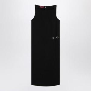 GUCCI 말빗이 달린 검은색 비스코스 사블레 드레스 808796ZAR2L/Q_GUC-1000