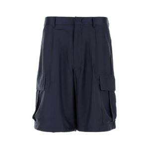 PRADA 다크 블루 실크 버뮤다 쇼츠 SPH460SOOO16GE F0008