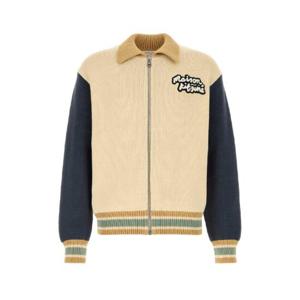 MAISON KITSUNE 크림 코튼 블렌드 카디건 OM02131KT1139 0256