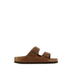 BIRKENSTOCK Biscuit leather Arizona slippers 1028401 COGNAC