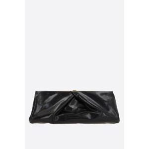 DRIES VAN NOTEN shiny leather clutch with draped details 011518103900