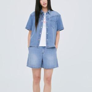 잠뱅이 HC09 여성 린넨 저온스 반밴딩 A라인 3부 반바지 AP2DL3472 LB