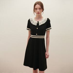 [SATIN] 프릴 카라 원피스 O252T650