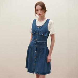 [SATIN] 데님 포켓 원피스 O252T656